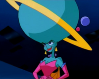 Gravitina (Buzz Lightyear) the self-proclaimed Mistress of Gravity whose large head has its own gravitational orbit and allow her to manipulate her own personal gravitational field and manipulate everyone's bio-gravitonic fields.