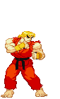 Ken Masters (Street Fighter series) using his version the Shoryuken, a jumping punch that knocks an opponent off their feet...