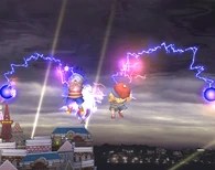 Ness and Lucas (Super Smash Bros.) using PK Thunder to strike themselves, propelling themselves like rockets.