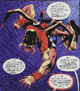 Spider-X (Marvel Comics) was mutated into a demonic spider by the dark magic of the Darkhold.