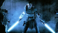 An Incredibly skilled lightsaber duelist, Galen Marek (Star Wars: The Force Unleashed) was taught by Darth Vader himself and engaging in grueling bouts with his lightsaber training droid, PROXY almost daily.