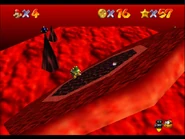 Bowser (Super Mario 64) tilting the floor by jumping down on it hard.
