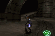 Raziel (Legacy of Kain) can freely shift between the living world and the spirit world.