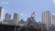 Ultraman Fuma (Ultraman) uses his Light Wave Shuriken...