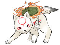 Chibiterasu (Okami Den) can use the Celestial Brush technique like his mother.