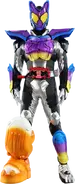 In Poppingummy Form, Shoma/Kamen Rider Gavv (Kamen Rider Gavv) can use Kickingummy Assist to create the Range Kicking that increases his kicking power...