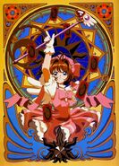 Sakura Kinomoto (Cardcaptor Sakura) uses her Sealing Wand to access the powers of the Clow Cards.