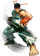 Ryu the Wandering World Warrior (Street Fighter) thanks to rigorous training from his mentor Gouken and being able to harness Ki energy is spectacularly strong...