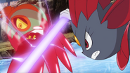 Weavile (Pokémon) using Night Slash.