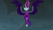 After she became corrupted by the Equestrian magic she collected, Sci-Twi/Twilight (My Little Pony: Equestria Girls – Friendship Games) became Midnight Sparkle and completely obsessed with the understanding of magic.