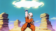Krillin (Dragon Ball series) shaping his Ki into the Destructo Disc.