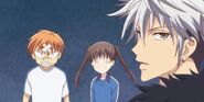 After tripping Kyo during a race, Hatsuharu Sohma (Fruits Basket) breaks the fourth wall to inform the audience that it was a dangerous prank and that they should never try this at home.