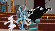 Weiss Schnee (RWBY) summoning a glyph to act as a shield against a Boarbatusk.