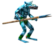 The Fishmen (Serious Sam) are fairly fast swimmers, being able to catch up with their squadron and opponents in a certain number of seconds.