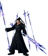 Xaldin (Kingdom Hearts) wielding his six lances skillfully, due to his power over wind.