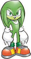 Due to his father's genetic experiments and exposure to massive amounts of Chaos Energy before birth, Knuckles the Echidna (Archie's Sonic the Hedgehog) eventually evolved into Chaos Knuckles, a virtual living Chaos Emerald with unlimited power.