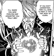 Raika (Rosario + Vampire: Season II) firing off his Electro Asyl-Bop, causing electricity to flow through the victim's body.