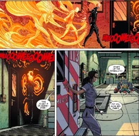 Robbie Reyes/Ghost Rider (Marvel Comics) teleporting via shadows.