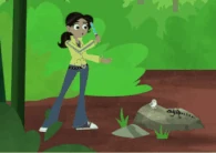 Aviva Corcovado (Wild Kratts) after reverse engineering Donita's Fader Wand turned it into a color infusion Wand to restore the colors of Animals in a Bamboo Forest and...