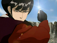 Mai (Avatar: The Last Airbender), can pin her enemies by their clothing with great accuracy.