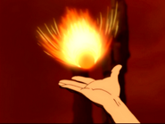 Ozai (Avatar: The Last Airbender) creates a firebomb.