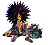 Spyke (Splatoon, the sea urchin) is a literal street urchin, doing business in the back alleys of Inkipolis Plaza.