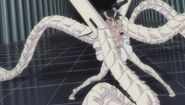 Loly Aivirrne (Bleach) releasing Escolopendra, taking on an acidic-poison releasing centipede form.