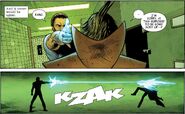 Adam Brashear/Blue Marvel (Marvel Comics) firing off a beam of anti-matter energy.