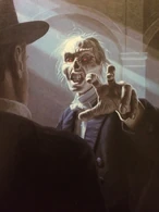 Erik/Phantom Ghost (The Phantom of the Opera) is a mysterious and ghostly figure who haunts the Paris Opera House. While his true nature is left somewhat ambiguous, it is strongly implied he is a supernatural being as he is described as having "no human flesh" in some places and is able to disappear and reappear seemingly at will.