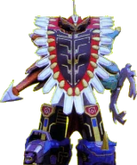 GaoIcarus (Hyakuju Sentai Gaoranger)/Isis Megazord (Power Rangers Wild Force) in defense mode.