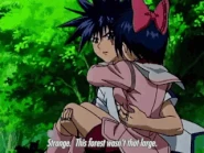 Orb (Marchen Awakens Romance) used a Dimension ÄRM to twist the space of the forest so that Alviss would end up running back to him.