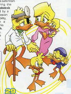 Mobian ducks (Archie's Sonic the Hedgehog): Horatio Quentin Quack, Elizabeth Quack, Hubert Quack, Duane Quack and Louise Quack.