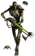 Necrons (Warhammer 40k) are completely fearless, ever since their flesh was seared away in the furnaces of biotransference and replaced by living metal and a cold, soulless purpose.