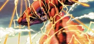 The Flash (DC Comics) rapidly spinning his arm to produce a whirlwind.