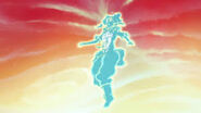 Korra (The Legend of Korra) fused with Raava, the spirit of light.