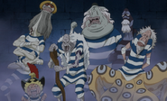 As a side effect of overdosing Energy Steroids, the New Fish-Man Pirates (One Piece) rapidly aged, stripping them of their former strength.