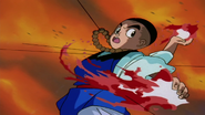 Randō (Yu Yu Hakusho) using "Destructive Fire-Emitting Palm-Fist" to throw fireballs.