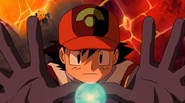 Ash Ketchum (Pokémon) creates a sphere of life energy.