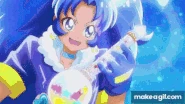 Gelato Shake.gif (6.22 MB) Cure Gelato (Kira Kira Pretty Cure A La Mode) using Gelato Shake to generate ice shards.