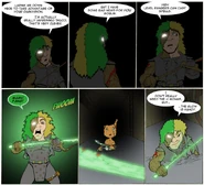 As a Ranger class adventurer, Dellyn Goblinslayer (Goblins: Life Through Their Eyes) can cast Magic Fang to create luminous effect.