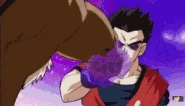 Gohan Blinded.gif (3.65 MB) Son Gohan (Dragon Ball) like both his parents is a tremendous martial artist having been trained by Piccolo and later his father Goku is a master of both Demon Clan Style and Kame-Sennin Ryu/Turtle School Style.