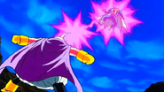 Majin Buu (Dragon Ball Z) fires the Chocolate Beam, a combination of ki and magical energy.