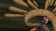 Gaara (Naruto) using Successive Shots Sand Drizzle to fire a barrage of sand bullets.