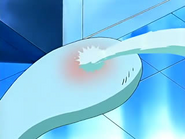 Wooper (Pokémon) healing an injury by absorbing water.