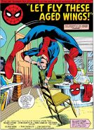 Peter Parker/Spider-Man (Marvel Comics) demonstrating his incredible balance while talking on the phone.