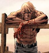 Being over about 200 years old, Victor Creed/Sabretooth's (Marvel Comics) regenerative abilities slow his aging dramatically.