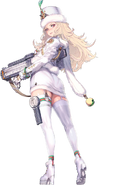 Ludmilla (Goddess of Victory: Nikke) is the leader of Unlimited, a squad that protects the inhospitable snowy northern area. They also function as a search-and-rescue squad that patrols the northern tundra, guiding lost Nikkes back to the Ark.