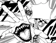 Brian (Fairy Tail: 100 Years Quest) can form mouths on his palms to absorb fire attacks.