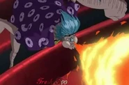 Franky (One Piece) using his Fresh Fire technique.