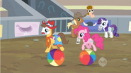 Pinkie Pie (My Little Pony: Friendship Is Magic) is very agile while on an inflatable ball.